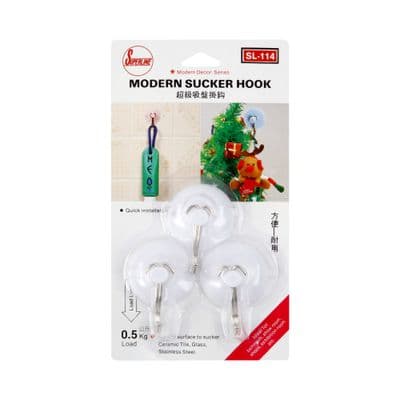 Modern Sucker Hook SUPERLINE SL-114 Capacity 0.5 KG. (Pack 3 Pcs.) White