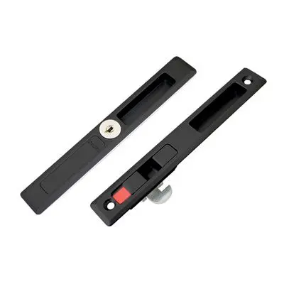 Aluminum sliding door handle with key SOLEX NO. 2 KLL (Set 2 Pcs.) Black