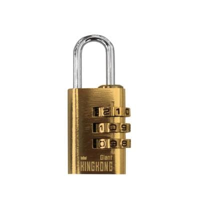 กุญแจแบบรหัส 3 หลักคล้องคอสั้นทองเหลือง GIANT KINGKONG รุ่น C09 ขนาด 21 มม. สีทองเหลือง