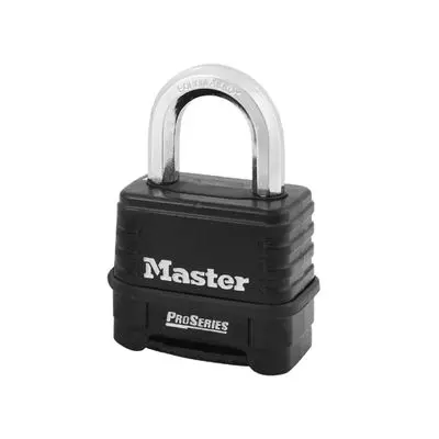 กุญแจแบบรหัส 4 รหัส คล้องคอสั้น MASTER LOCK รุ่น Pro Series 1178D ขนาด 55 มม. สีดำ