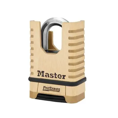กุญแจคล้องแบบรหัส 4 หลัก คล้องคอสั้น MASTER LOCK รุ่น Pro Series 1177D สีทอง
