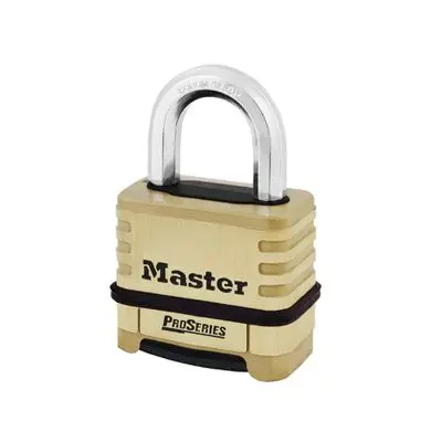กุญแจแบบรหัส 4 หลัก คล้องคอสั้นเหล็กชุบโบรอนคาร์ไบด์ MASTER LOCK รุ่น 1175EURD ขนาด 58 มม. สีทอง