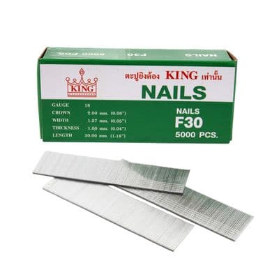 Air Nail for Wood KING F30 30 mm (Box 5,000 Pcs) Silver