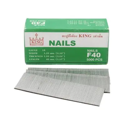 Air Nail for Wood KING F40 40 mm (Pack 5,000 Pcs.) Silver