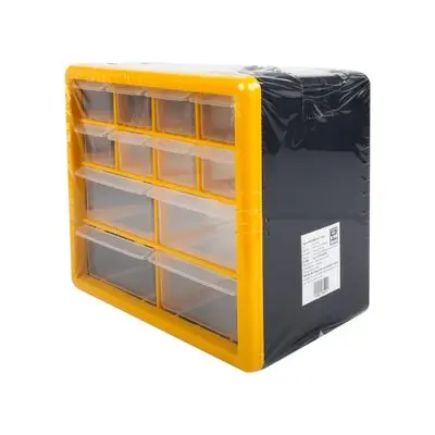 กล่องใส่อะไหล่พลาสติกแบบลิ้นชักติดผนัง 12 ช่อง GIANT KINGKONG HL3045-B ขนาด 10.5 นิ้ว สีใส - เหลือง