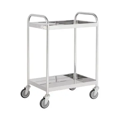 Two-Tier Stainless Steel Tray Trolley Double Handles PU Wheels JUMBO ST2-4006D Capacity 200 kg