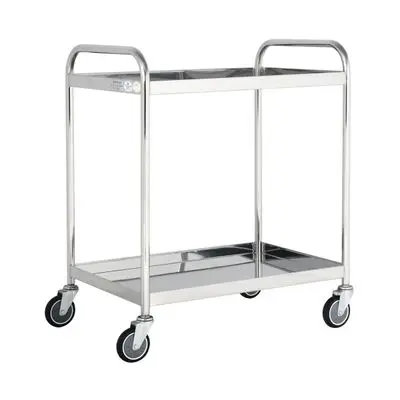 Two-Tier Stainless Steel Tray Trolley Double Handles PU Wheels JUMBO ST2-5007D Capacity 200 kg