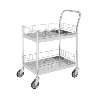 Two-Tier Stainless Steel Trolley with Detachable Single Handle JUMBO ST2-4006SM Capacity 200 kg