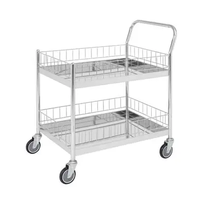 Two-Tier Stainless Steel Trolley with Detachable Single Handle JUMBO ST2-5007SM Capacity 200 kg