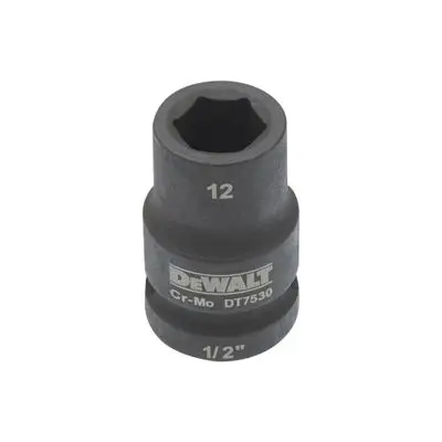 Impact Socket 1/2 inch DEWALT DT7530-QZ Size 12 mm Length 35 mm Black