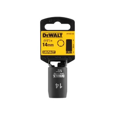 Impact Socket 1/2 inch  DEWALT DT7532-QZ Size 14 mm Length 38 mm Black