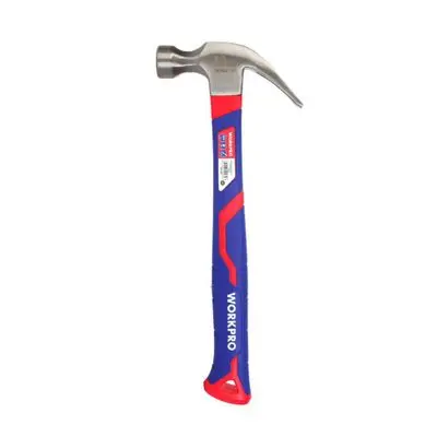 WORKPRO Curved Claw hammer With Fiberglass Handle (WP241010), 337 gram