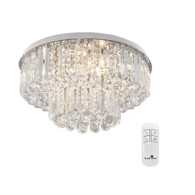 โคมไฟแขวนเพดานแก้ว Tri-Color LED 18W+E14x6 (รีโมตคอนโทรล) LUZINO รุ่น 22441 สีใส