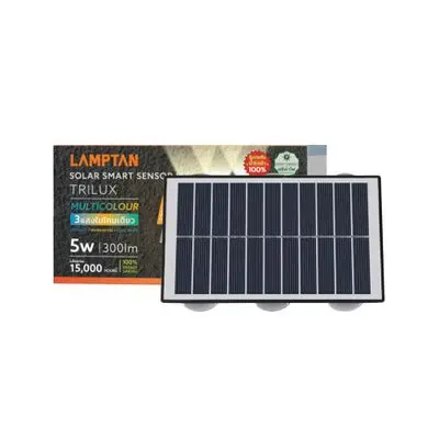 LAMPTAN Solar Wall Lamp Sensor LED 5W Tri-Color (TRILUX 5W/Tri-Color) Black