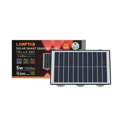 LAMPTAN Solar Wall Lamp Sensor LED 5W RGB (TRILUX 5W/RGB), Black