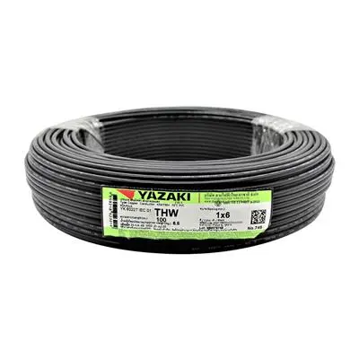 YAZAKI 60227 YK IEC 01 THW 1 x 6 Sq.mm. Electric Cable, Length 100 Meter, Black Color