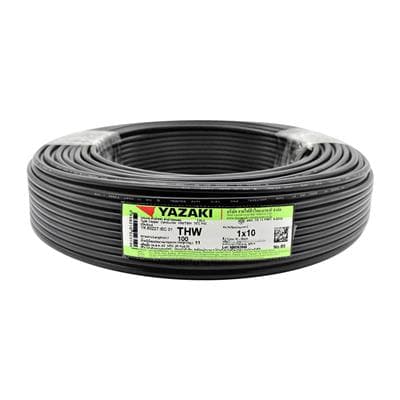 YAZAKI 60227 YK IEC01 THW 1 x 10 Sq.mm. Electric Cable, Length 100 Meter, Black Color