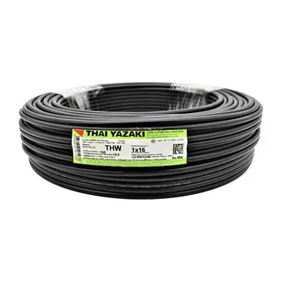 YAZAKI YK IEC 01 THW 1 x 16 Sq.mm. Electric Cable, Length 100 Meter, Black Color