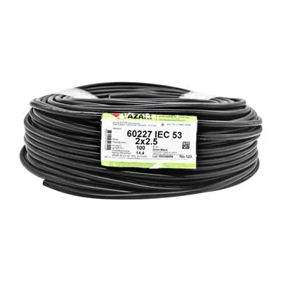 Electric Cable YAZAKI No. 60227 IEC53 VCT 2x2.5 Size 100 M. Black