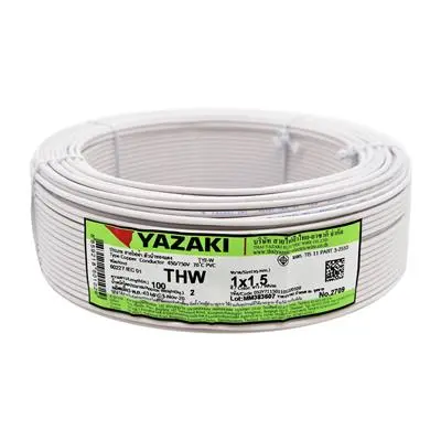 YAZAKI 60227 IEC 01 THW 1 x 1.5 Sq.mm. Electric Cable, Length 100 Meter, Black Color