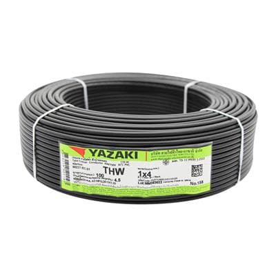 YAZAKI 60227 IEC 01 THW 1 x 4 Sq.mm. Electric Cable, Length 100 Meter, Black Color