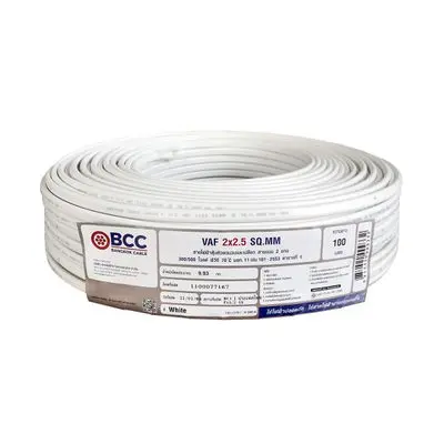 BCC VAF 2 x 1.5 Sq.mm. Electric Cable, Length 100 Meter, White Color