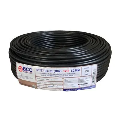 Electric Cable BCC No. 60227 IEC 01 (THW) 16 SQ.MM. Size 100 M. Black