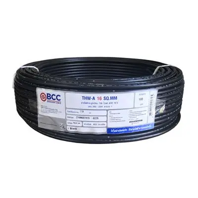 BCC THW-A 1 x 16 Sq.mm. Electric Cable, Length 100 Meter, Black Color