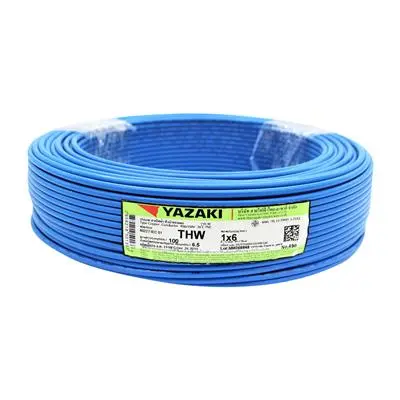 YAZAKI 60227 YK IEC 01 THW 1 x 6 Sq.mm. Electric Cable, Length 100 Meter, Blue Color