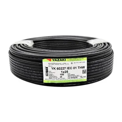 YAZAKI 60227 IEC 01 THW 1 x 25 Sq.mm. Electric Cable, Length 100 Meter, Black Color