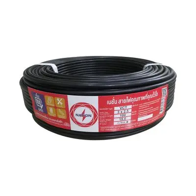 NATION 60227 IEC 53 VCT 3 x 2.5 Sq.mm. Electric Cable, Length 100 Meter, Black Color