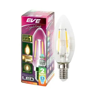 หลอดไฟ LED 2 วัตต์ Warm White EVE LIGHTING รุ่น Filament CANDLE E14