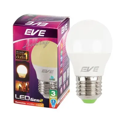 หลอดไฟ LED 3 วัตต์ Warm White EVE LIGHTING รุ่น ROUND GEN2 E27
