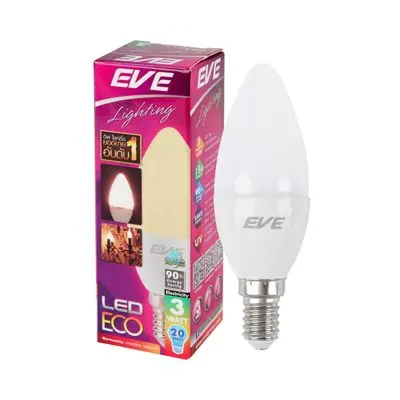 หลอดไฟ LED 3 วัตต์ Warm White EVE LIGHTING รุ่น ECO CANDLE E14
