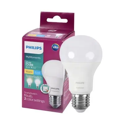 หลอดไฟ LED 8 วัตต์ Cool Daylight - Warm White PHILIPS รุ่น SCENESWITCH A55 E27