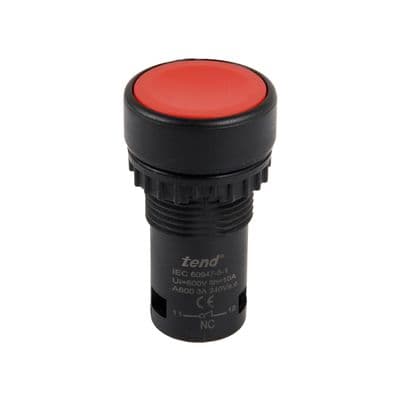 Push Button Switch Flat Head (Contact 1B) TEND TS2BFR-B Size 22/25 MM. Red