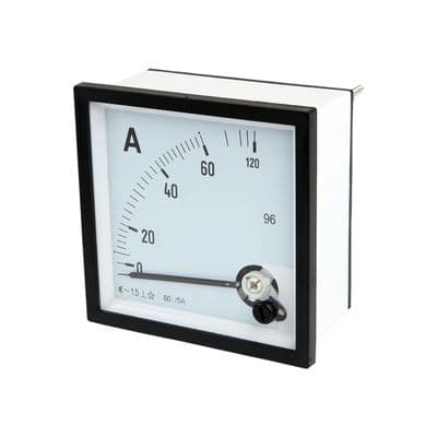 Amp Meter (Connected Via CT) PL Power 60/5 A Size 96 x 96 MM. White