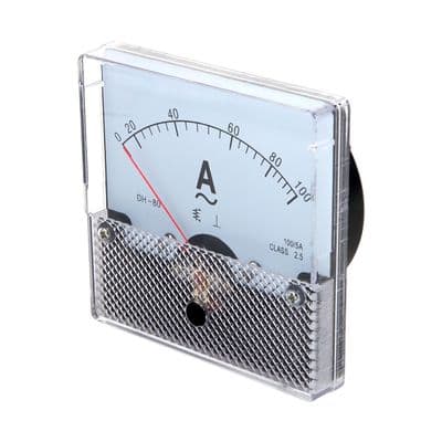 Amp Meter (Connected Via CT) PL Power 100/5 A Size 80 x 80 MM. White