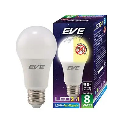 หลอดไฟ LED 8 วัตต์ 2 IN 1 ป้องกันยุง EVE LIGHTING รุ่น A60 E27