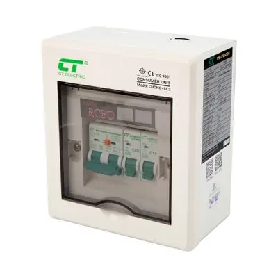 ตู้คอนซูมเมอร์ยูนิต 2 ช่อง CT ELECTRIC รุ่น CHONG-2 32A RCBO สีขาว