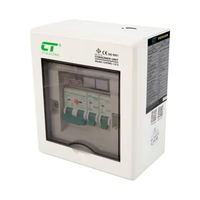 Consumer Unit 2 Slot CT ELECTRIC CHONG-2 50A RCBO White