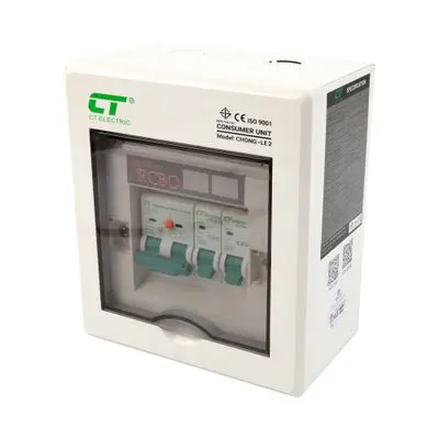 Consumer Unit 2 Slot CT ELECTRIC CHONG-2 63A RCBO White