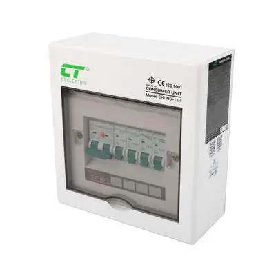 Consumer Unit 4 Slot CT ELECTRIC CHONG-4 63A RCBO White