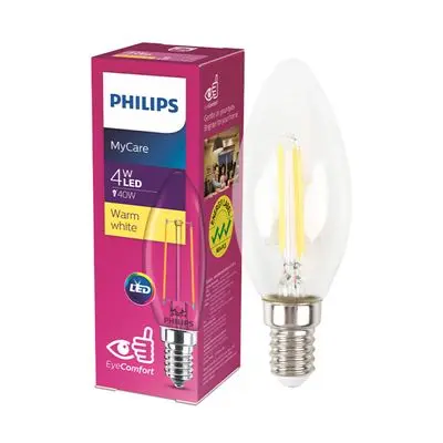 หลอดไฟ LED ฟีลาเมนต์ 4 วัตต์ Warm White PHILIPS รุ่น CLASSIC4W B35 E14