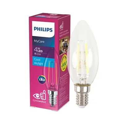 หลอดไฟ LED ฟีลาเมนต์ 4 วัตต์ Cool Daylight PHILIPS รุ่น CLASSIC4W B35 E14
