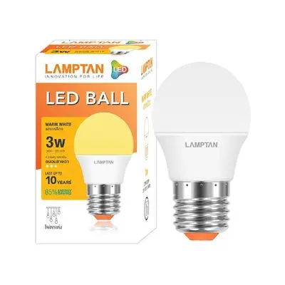 LED Bulb 3 Watt Warm White LAMPTAN Ball E27