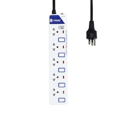 TOSHINO Power Strip 5 Sockets 5 Switch (ET-915), 5 Metre, White