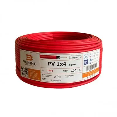 VENINE Electric Cable TUV PV Size 1 x 4 Sq.mm., 100 Meter, Red