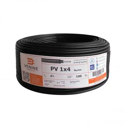 VENINE Electric Cable TUV PV Size 1 x 4 Sq.mm., 100 Meter, Black
