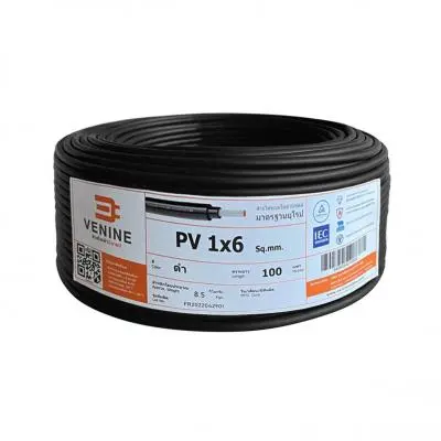 VENINE Electric Cable TUV PV Size 1 x 6 Sq.mm., 100 Meter, Black